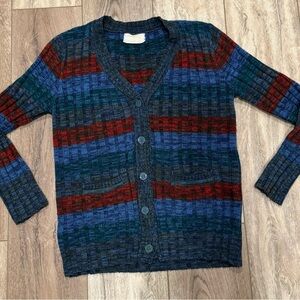 Vintage Virgin Acrylics Striped Multicolor Women's Cardigan M